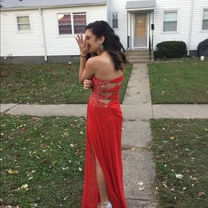 Red Prom dress.
